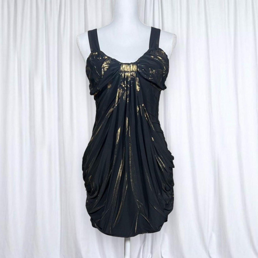 Body Central Black Gold Metallic Going Out Top Y2K 2000s